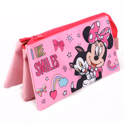 Minnie Mouse Pencil Case 3 Compartment Flat Zipped