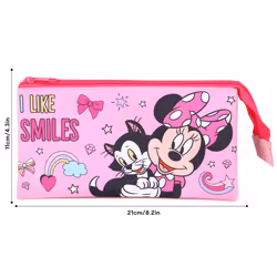 Minnie Mouse Pencil Case 3 Compartment Flat Zipped