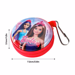 Barbie Coin Purse Round Metal Wallet Children Character Girls