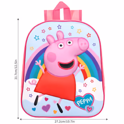 Peppa Pig Rainbow 3D EVA Backpack Rucksack School Bag Pink Blue
