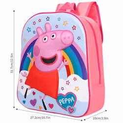 Peppa Pig Rainbow 3D EVA Backpack Rucksack School Bag Pink Blue