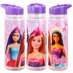 Barbie Plastic Sports Water Bottle With Straw Drinkware
