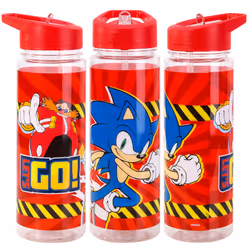 Sonic The Hedgehog Plastic Sports Water Bottle With Straw Drinkware