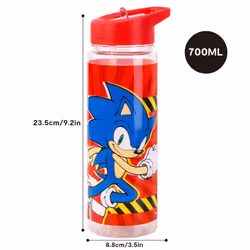 Sonic The Hedgehog Plastic Sports Water Bottle With Straw Drinkware