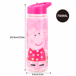 Peppa Pig Plastic Sports Water Bottle With Straw Drinkware