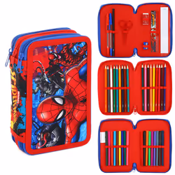 Spiderman 3 Tier Filled Pencil Case Stationery School Supplies Kids