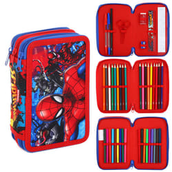 Spiderman 3 Tier Filled Pencil Case Stationery School Supplies Kids