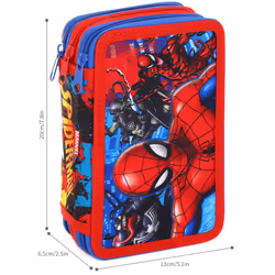 Spiderman 3 Tier Filled Pencil Case Stationery School Supplies Kids
