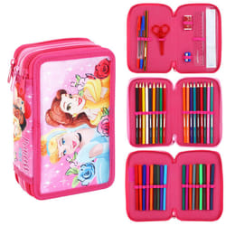 Disney Princess 3 Tier Filled Pencil Case Stationery School Supplies
