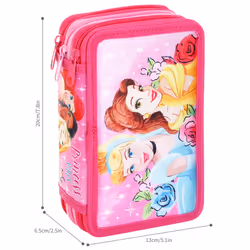 Disney Princess 3 Tier Filled Pencil Case Stationery School Supplies