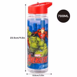 Avengers Plastic Sports Water Bottle With Straw Drinkware