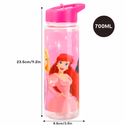 Disney Princess Plastic Sports Water Bottle With Straw Drinkware