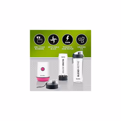 Breville Blend Active Personal Blender & Smoothie Maker | 350W | 2 Portable Blend Active Bottles (600ml) | Leak Proof Lids | White & Pink [V