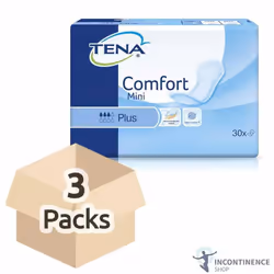 3x TENA Comfort Mini Plus - Pack of 30 - Thin Incontinence Pads 450ml