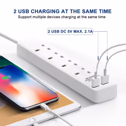 4 Gang built-in USB Extension Lead 1 M 13A