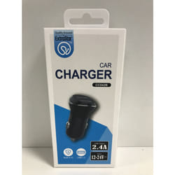 USB Car Charger 2.4A, 2x USB port, Black