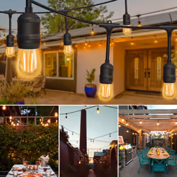 ExtraStar 10M Drop Outdoor Garden String Lights with 15 Sockets E27 Holder, IP65 Commercial-Grade (Bulb not included)