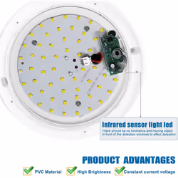 15W LED Infrared Sensor Ceiling Light, 1200 Lumen, Daylight 6500K