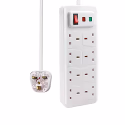 8 Gang Switched Surge-Protected Extension Lead 2m White 13A