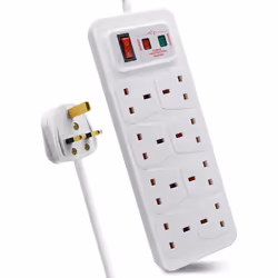 8 Gang Switched Surge-Protected Extension Lead 5m White, 13A