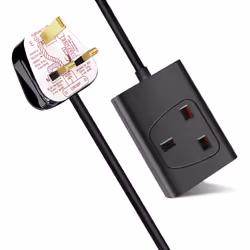 Extrastar 1 Way 13A Extension Leads with Cable 3G1.25, 2M, Black