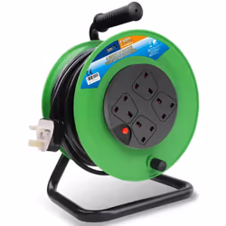 Extrastar 4 Gang Heavy-Duty 50M 13A indoor and outdoor Cable Reel, Thermal Cut Out