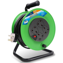Extrastar 4 Gang Heavy-Duty 50M 13A indoor and outdoor Cable Reel, Thermal Cut Out