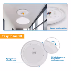 Extrastar 12W LED round Surface Mount Integrated Ceiling / Flush Light cold white, bathroom waterproof IP54 - White