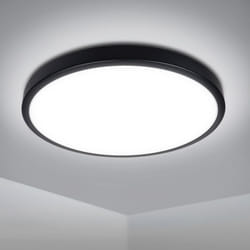 Extrastar 12W LED round Surface Mount Integrated Ceiling / Flush Light cold white, bathroom waterproof IP54 - Black