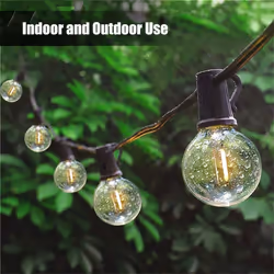 ExtraStar 39FT/11.88M Festoon Outdoor String Lights Mains Powered G40 25+3LED Bulbs Garden Lights