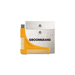 Beard Shaper GROOMARANG Beard Shaping Tool for Neckline, Cheek Line & Jaw Line - Features Beard Stencil, Double Ended Beard Comb & Brush End