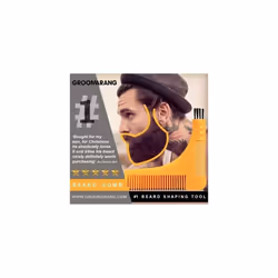 Beard Shaper GROOMARANG Beard Shaping Tool for Neckline, Cheek Line & Jaw Line - Features Beard Stencil, Double Ended Beard Comb & Brush End