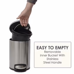 CALITEK 3 Litre Bathroom Pedal Bin Stainless Steel Soft Close Lid