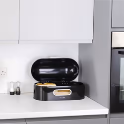 CALITEK Retro Bread Bin Round Top Kitchen Counter Coated Carbon Steel