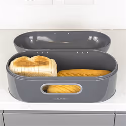 CALITEK Retro Bread Bin Round Top Kitchen Counter Coated Carbon Steel