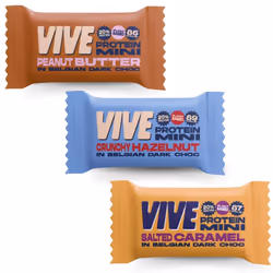 Dark Chocolate Coated Mixed Box Protein Bites - Gluten Free and Vegan - High Fibre Mini Protein Bars - Pack of 21
