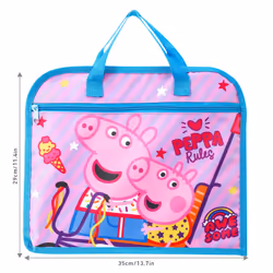Peppa Pig Kids Zipped School Book Bag Primary Reading Bag
