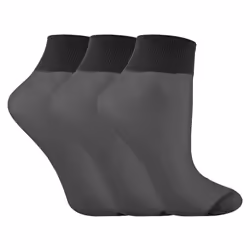 LIVIA - 3 Pairs Ladies Sheer 15 Denier Nylon Ankle High Pop Socks - 4-7 UK, Black
