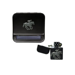 Horse racing cigarette rolling machine and stormproof petrol lighter