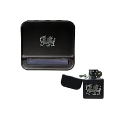 Welsh dragon cigarette rolling machine and stormproof petrol lighter