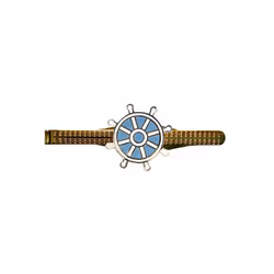 Nautical ship's wheel tie pin