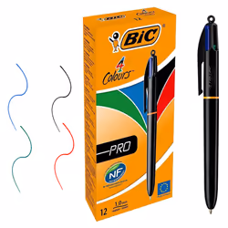 BIC 4 Colours Pro Ballpoint Pen Pack of 12 Medium Point Colour Ink