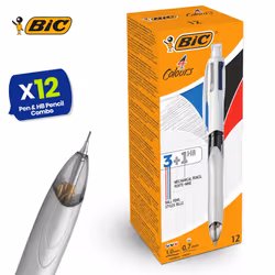 BIC 4 Colours Ballpoint Pens and HB Pencil Pack 12 Multi-Colour