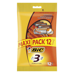 BIC 3 Sensitive Triple Blade Razors 12 Pack for Gentle Shave