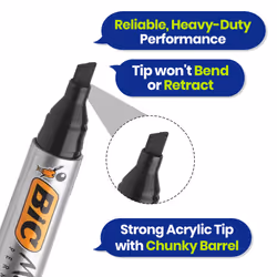 Bic Marking 2300 Permanent Marker Pens Pack of 3 Black Chisel Tip
