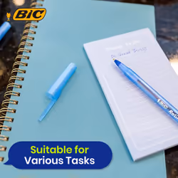 BIC Round Stic Blue Ballpoint Pens 8 Pack for Smooth Writing