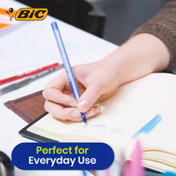BIC Round Stic Blue Ballpoint Pens 8 Pack for Smooth Writing
