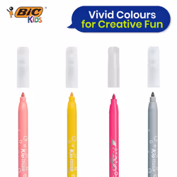 BIC Kids Washable Felt Tip Pens 12 Pack Assorted Colours for School
