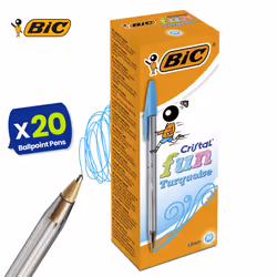 BIC Cristal Fun Bold Ballpoint Pens Turquoise Ink 2 Pack