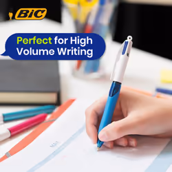 BIC 4 Colours Grip Retractable Ballpoint Pens 12 Pack Medium Tip